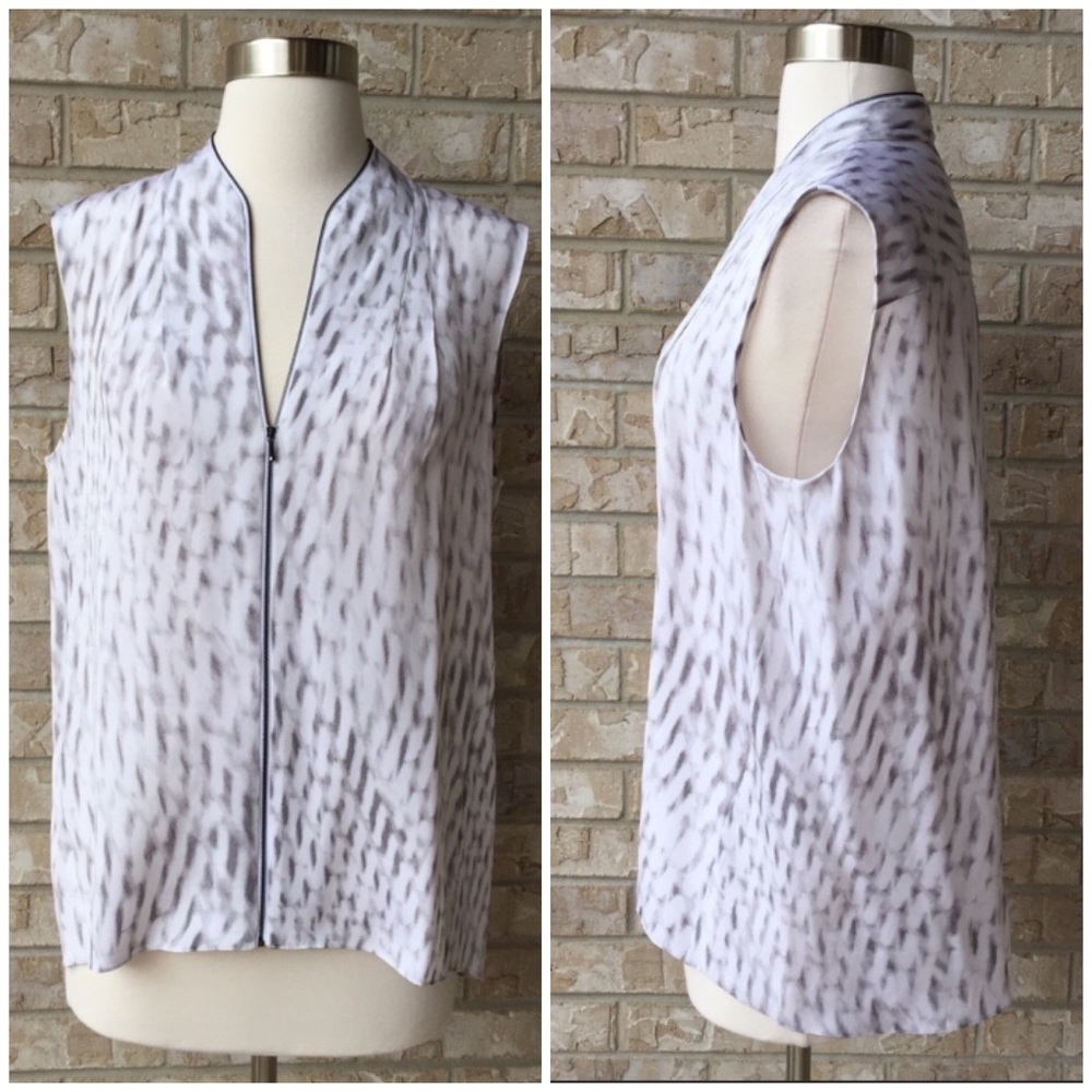 NWT Elie Tahari Zipper Accent Sleeveless Blouse Size M 🌸